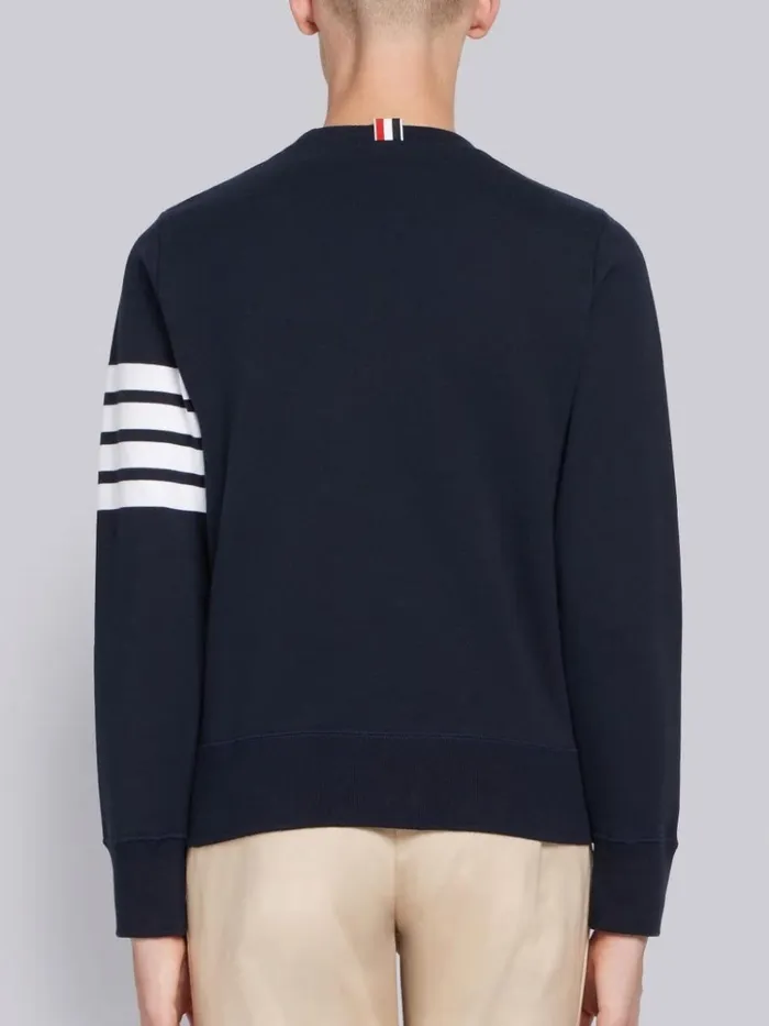 Loopback Jersey Knit 4bar Crew Neck Sweatshirt Navy Men Thom Browne Sweats