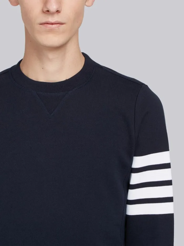 Loopback Jersey Knit 4bar Crew Neck Sweatshirt Navy Men Thom Browne Sweats
