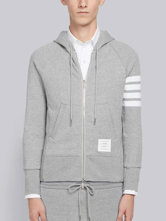 Loopback Jersey Knit Engineered 4bar Classic Hoodie Light Grey Men Thom Browne Sweats Loopback Jersey Knit Engineered 4bar Classic Hoodie Light Grey Men Thom Browne Sweats