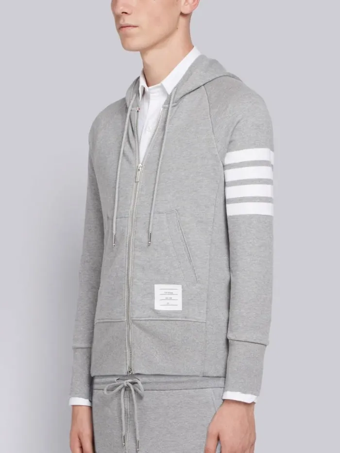 Loopback Jersey Knit Engineered 4bar Classic Hoodie Light Grey Men Thom Browne Sweats