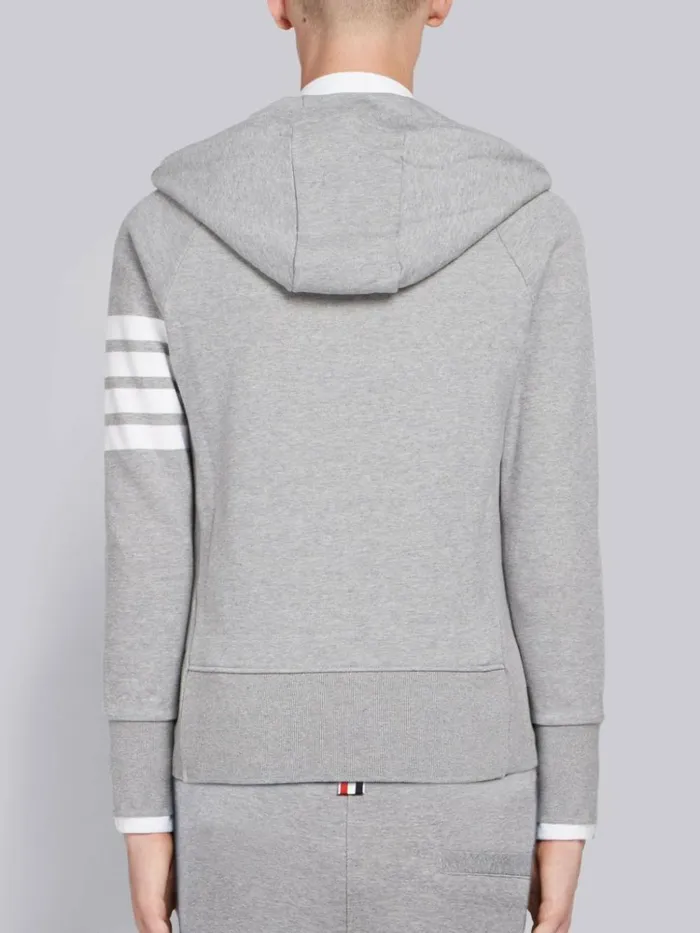 Loopback Jersey Knit Engineered 4bar Classic Hoodie Light Grey Men Thom Browne Sweats