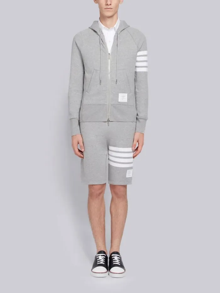 Loopback Jersey Knit Engineered 4bar Classic Hoodie Light Grey Men Thom Browne Sweats