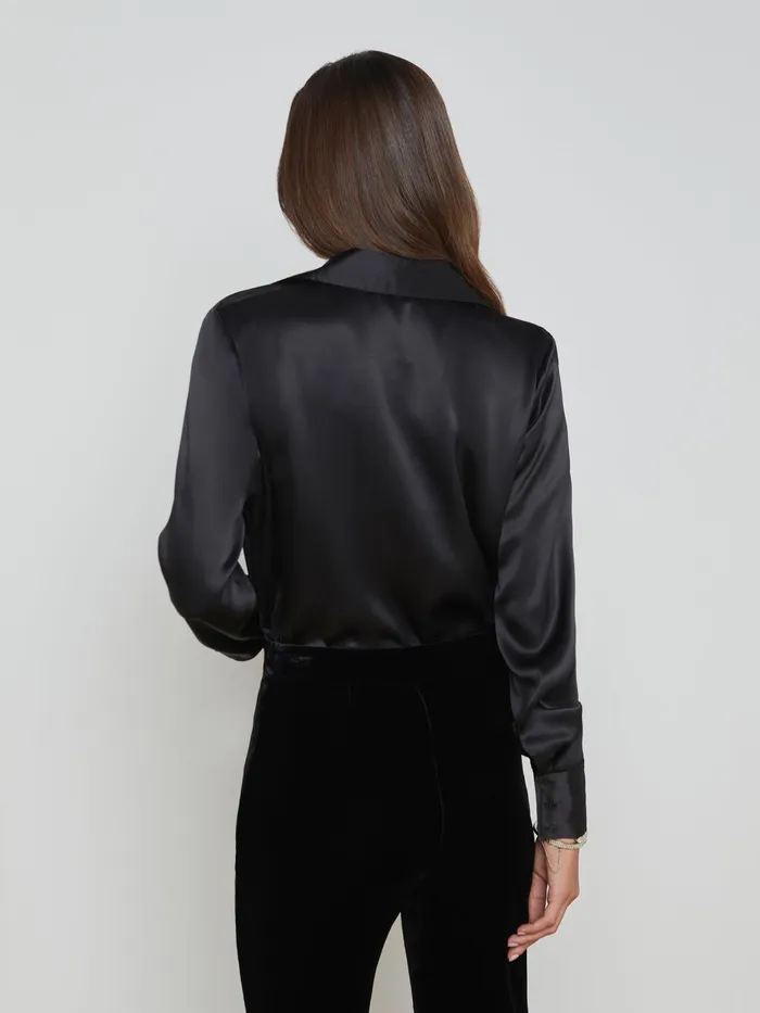Lotus Silk Blouse Black Women L039Agence Blouses and Tops