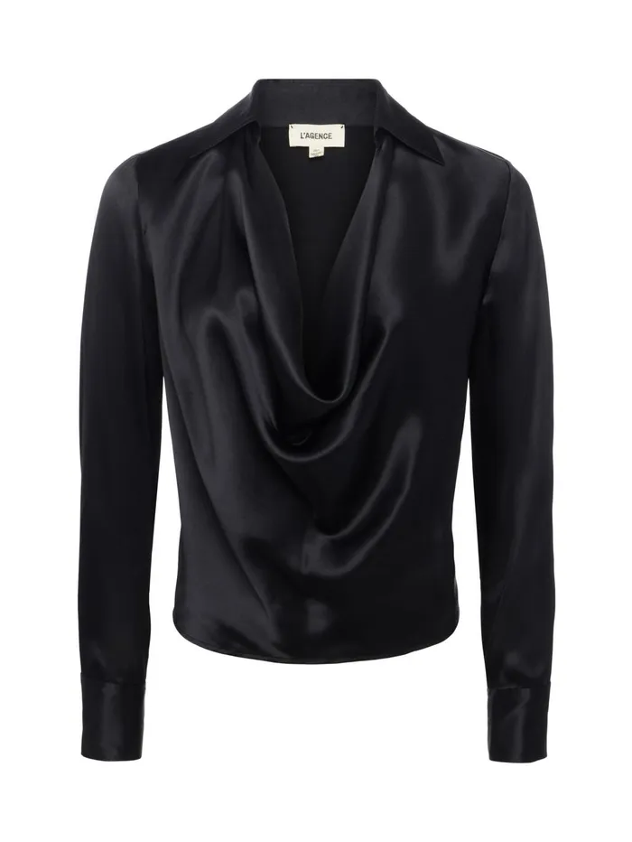 Lotus Silk Blouse Black Women L039Agence Blouses and Tops