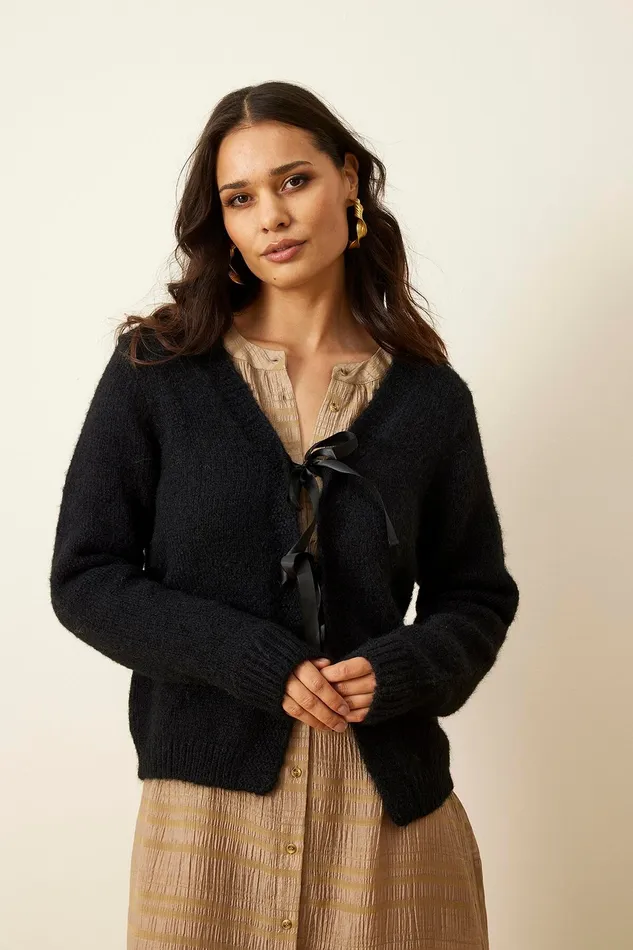 LOUISA CARDIGAN 15954 999 Black 999 Women IN FRONT CARDIGANS KNITS