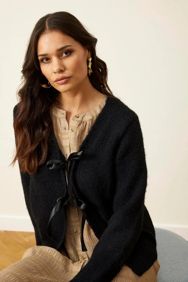 LOUISA CARDIGAN 15954 999 Black 999 Women IN FRONT CARDIGANS KNITS