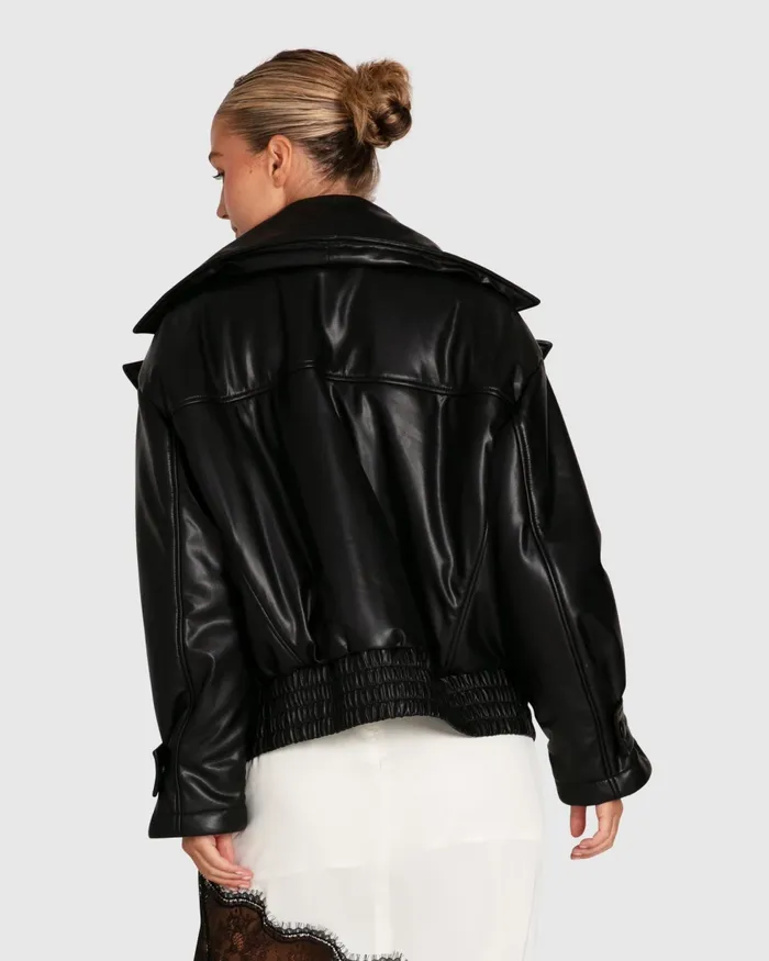 Love Drunk Leather Bomber 8211 Black Coats Belle and Bloom Women