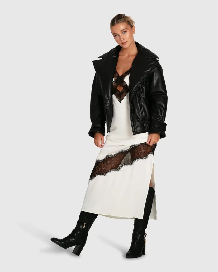 Love Drunk Leather Bomber 8211 Black Coats Belle and Bloom Women