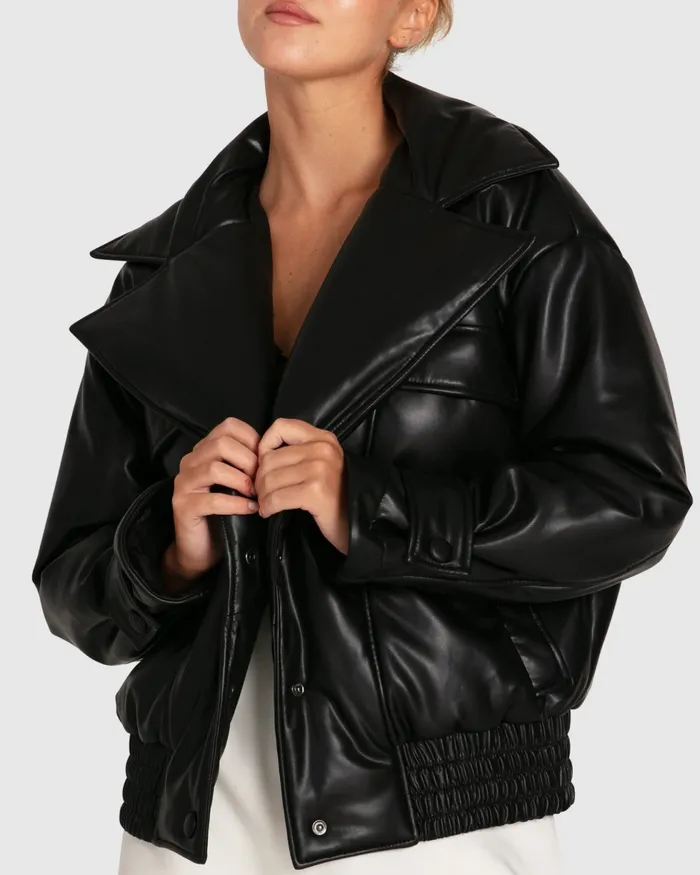 Love Drunk Leather Bomber 8211 Black Coats Belle and Bloom Women
