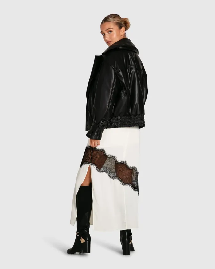 Love Drunk Leather Bomber 8211 Black Coats Belle and Bloom Women
