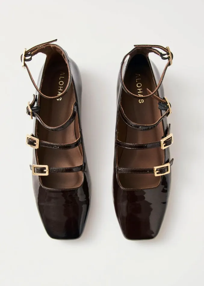 Luke Onix Coffee Brown Leather Ballet Flats Women ALOHAS Ballet Flats