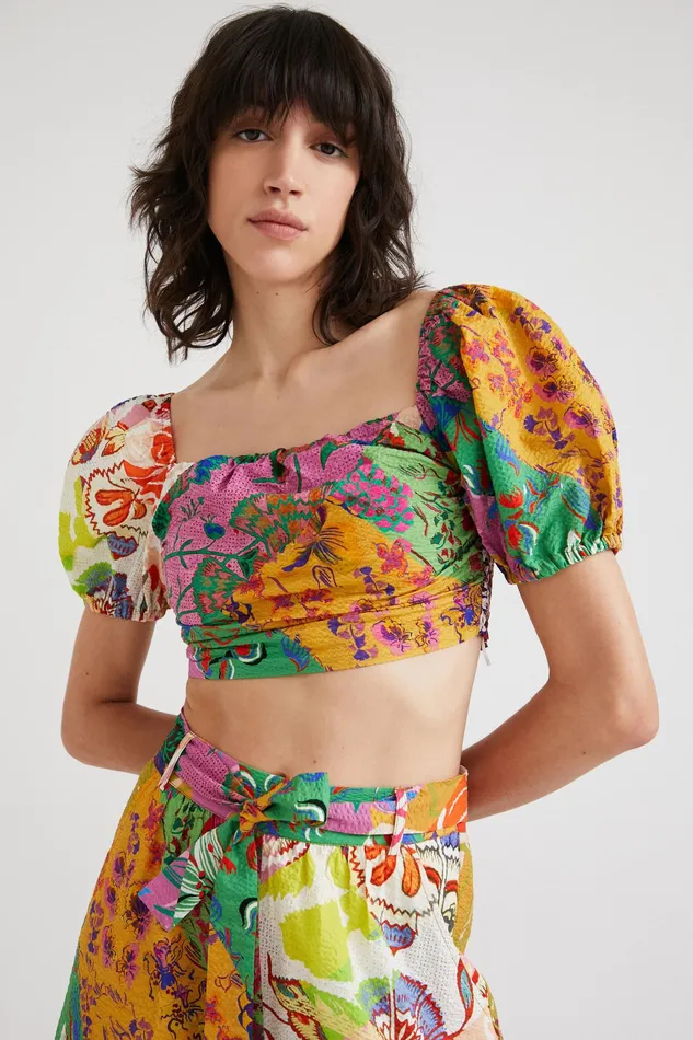 M Christian Lacroix Cropped Blouse Women Desigual Tops and Shirts