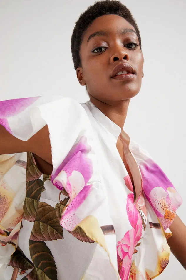 M Christian Lacroix Floral Blouse Women Desigual Tops and Shirts