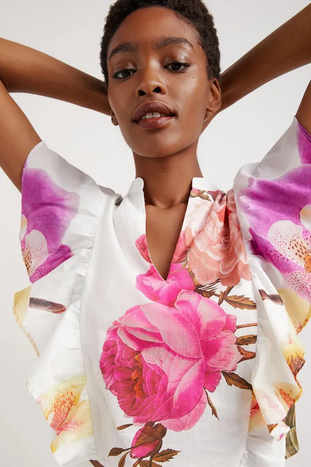 M Christian Lacroix Floral Blouse Women Desigual Tops and Shirts