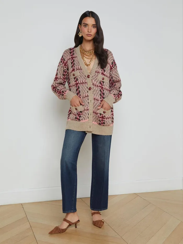 Macie Cardigan Naturalpinkburgundyblack Sequin Women L039Agence Knitwear Macie Cardigan Naturalpinkburgundyblack Sequin Women L039Agence Knitwear