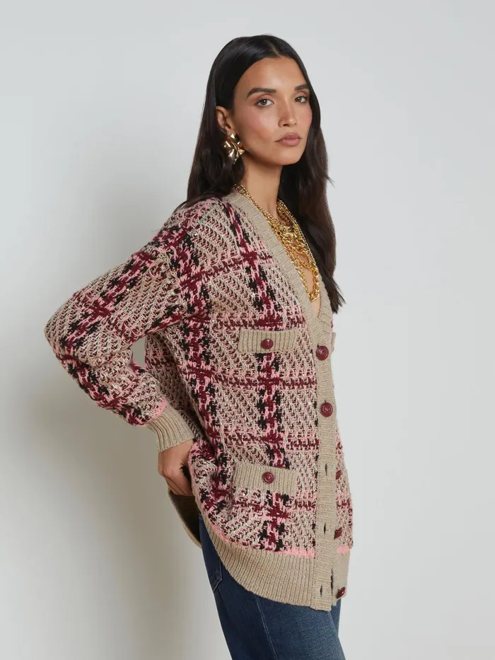 Macie Cardigan Naturalpinkburgundyblack Sequin Women L039Agence Knitwear Macie Cardigan Naturalpinkburgundyblack Sequin Women L039Agence Knitwear
