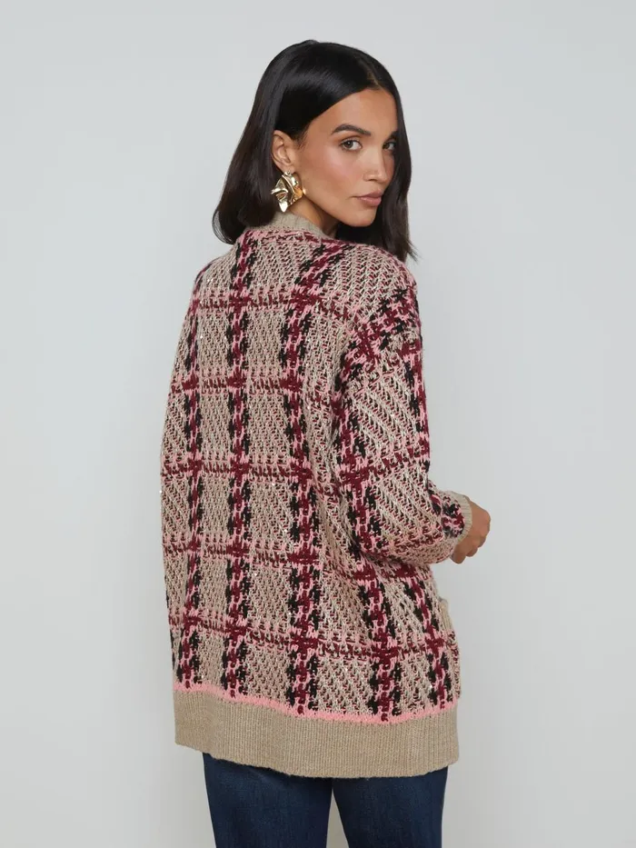 Macie Cardigan Naturalpinkburgundyblack Sequin Women L039Agence Knitwear Macie Cardigan Naturalpinkburgundyblack Sequin Women L039Agence Knitwear