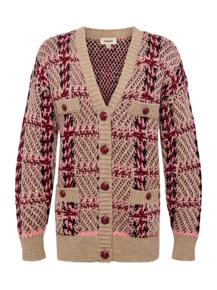 Macie Cardigan Naturalpinkburgundyblack Sequin Women L039Agence Knitwear Macie Cardigan Naturalpinkburgundyblack Sequin Women L039Agence Knitwear