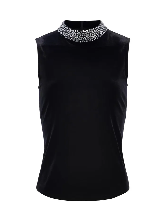 Madelyn Embellished Velvet Top Black Women L039Agence Blouses and Tops