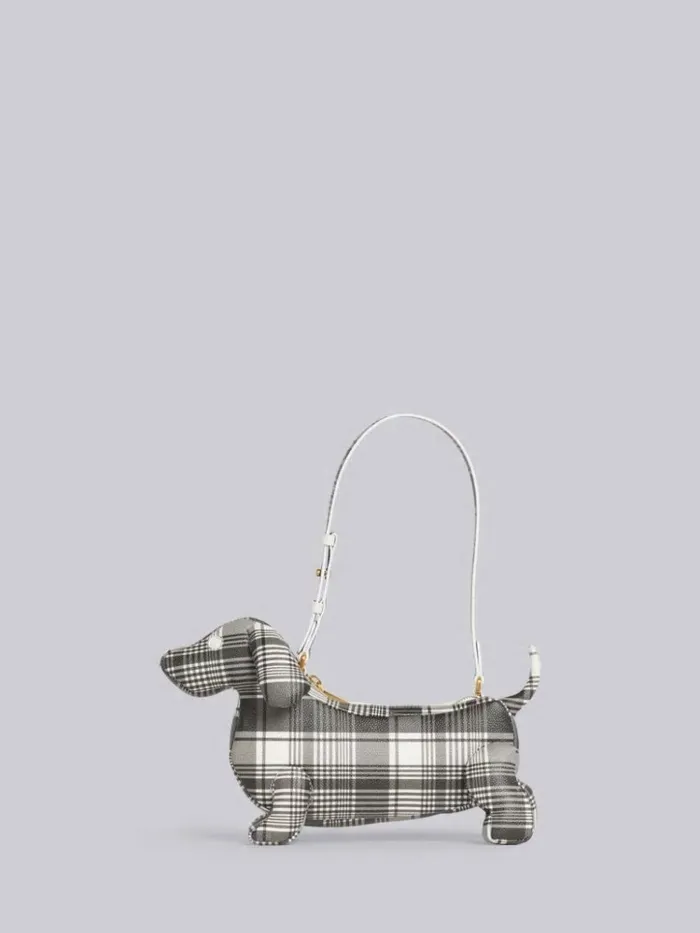 Madras Print Caviar Leather Hector Baguette Shoulder Bag Black And White Women Thom Browne Crossbody Bags Madras Print Caviar Leather Hector Baguette Shoulder Bag Black And White Women Thom Browne Crossbody Bags