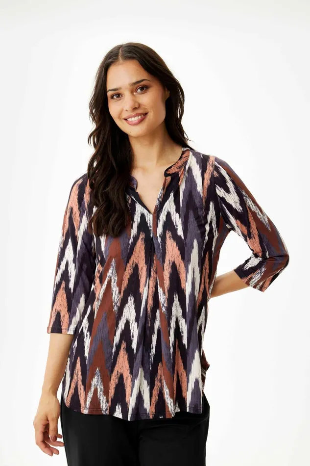 MARACOL BLOUSE 16442 804 Mocca 804 Women IN FRONT BLOUSES SHIRTS