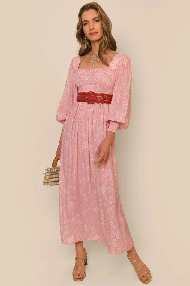 Marianne Paisley Stamp Pink Women RIXO Dresses