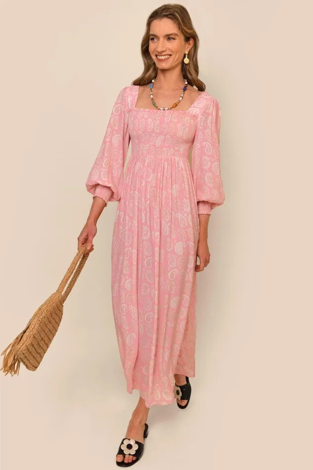 Marianne Paisley Stamp Pink Women RIXO Dresses