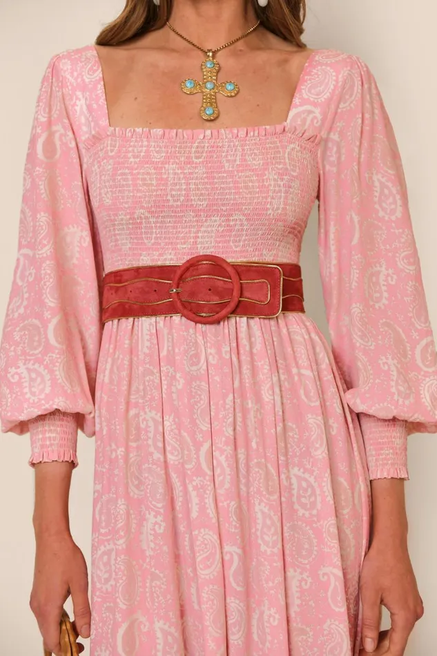Marianne Paisley Stamp Pink Women RIXO Dresses