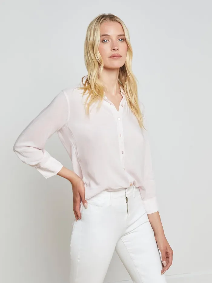 Marlene Blouse Baby Pinkwhite Contrast Women L039Agence Blouses and Tops Marlene Blouse Baby Pinkwhite Contrast Women L039Agence Blouses and Tops