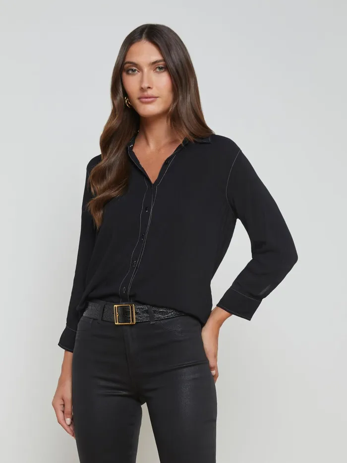 Marlene Blouse Blackwhite Contrast Women L039Agence Blouses and Tops