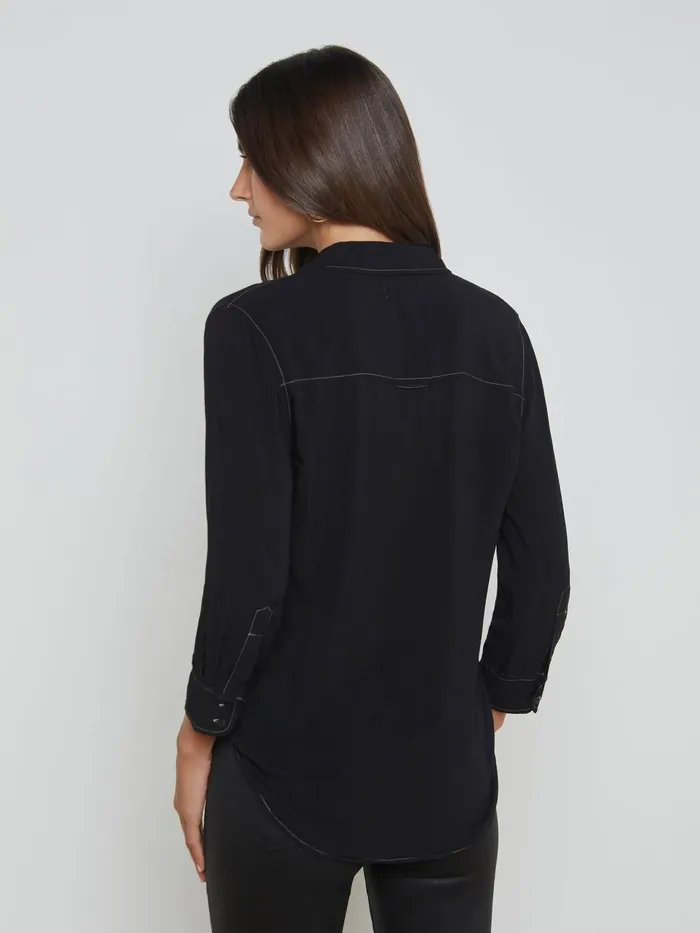 Marlene Blouse Blackwhite Contrast Women L039Agence Blouses and Tops