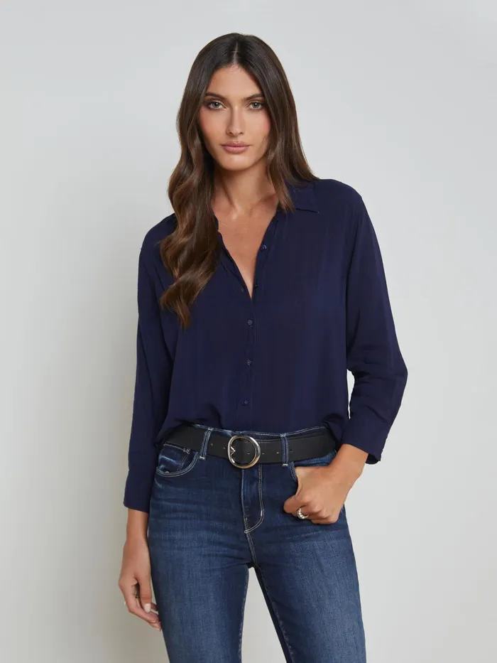 Marlene Blouse Navy Women L039Agence Blouses and Tops