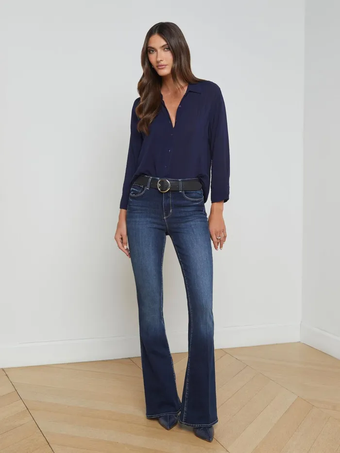 Marlene Blouse Navy Women L039Agence Blouses and Tops Marlene Blouse Navy Women L039Agence Blouses and Tops