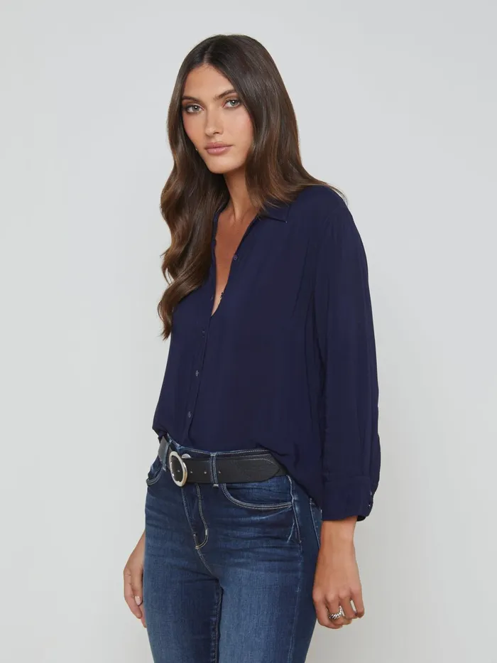 Marlene Blouse Navy Women L039Agence Blouses and Tops Marlene Blouse Navy Women L039Agence Blouses and Tops