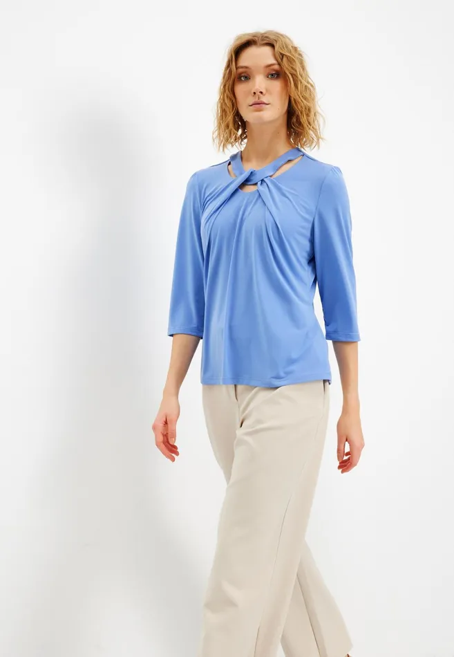 MARTHA BLOUSE 15602 504 Sky Blue 504 Women IN FRONT BLOUSES SHIRTS