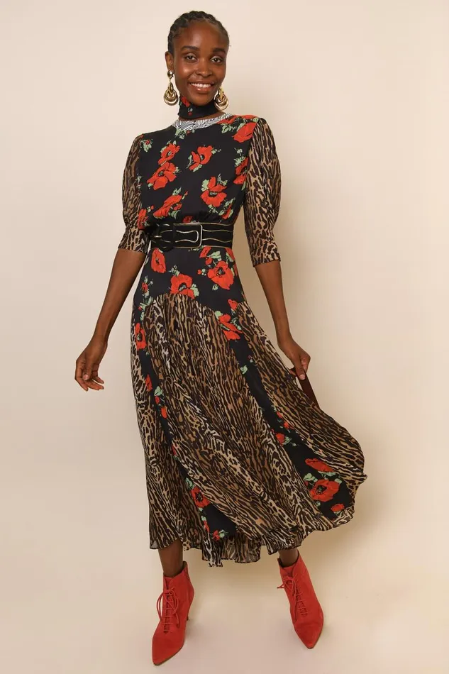Meg Poppy Leopard Mix Women RIXO Dresses Meg Poppy Leopard Mix Women RIXO Dresses