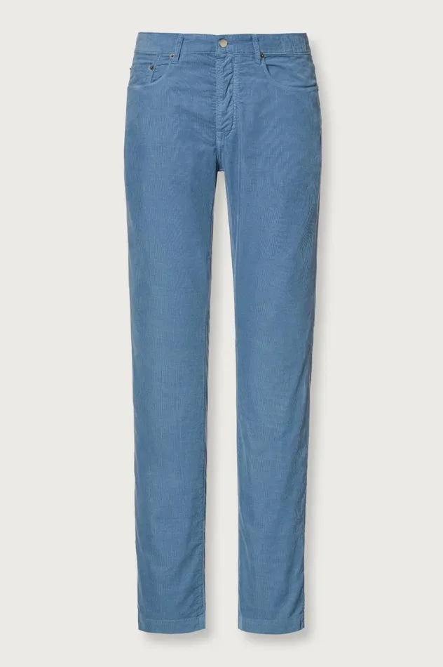 Men ALUNGA 8211 Baby Corduroy 5 Pocket Trousers 8211 Misty Blue Massimo Alba Trousers and Shorts