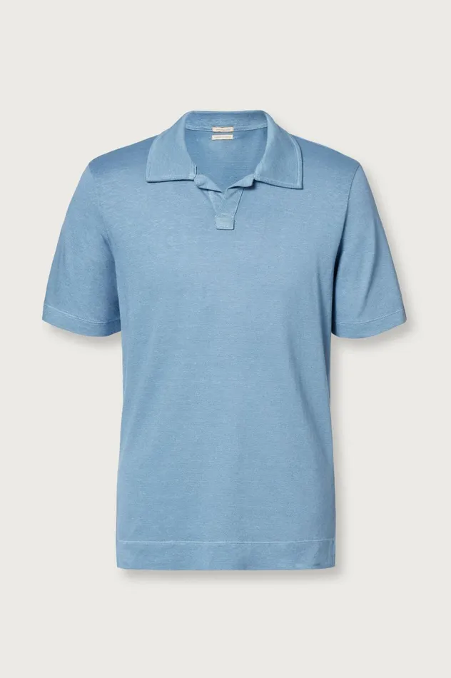 Men ARUBA 8211 Linen Cotton Jersey Polo Shirt 8211 Misty Blue Massimo Alba TShirts and Polos Men ARUBA 8211 Linen Cotton Jersey Polo Shirt 8211 Misty Blue Massimo Alba TShirts and Polos