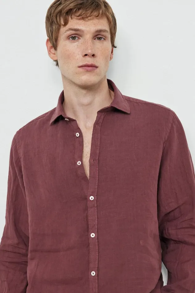 Men CANARY 8211 Cotton Shirt 8211 Dim Burgundy Massimo Alba Shirts