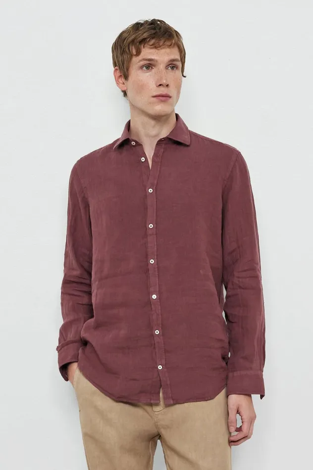 Men CANARY 8211 Cotton Shirt 8211 Dim Burgundy Massimo Alba Shirts