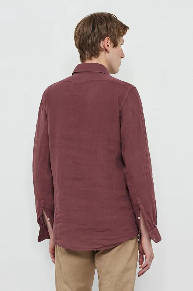 Men CANARY 8211 Cotton Shirt 8211 Dim Burgundy Massimo Alba Shirts