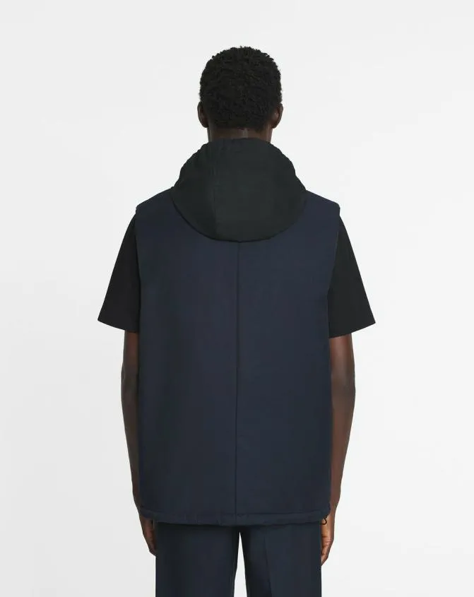 Men Coats and Jackets Lanvin Sleeveless Padded Jacket In Technical Cotton Navy Blue Men Coats and Jackets Lanvin Sleeveless Padded Jacket In Technical Cotton Navy Blue