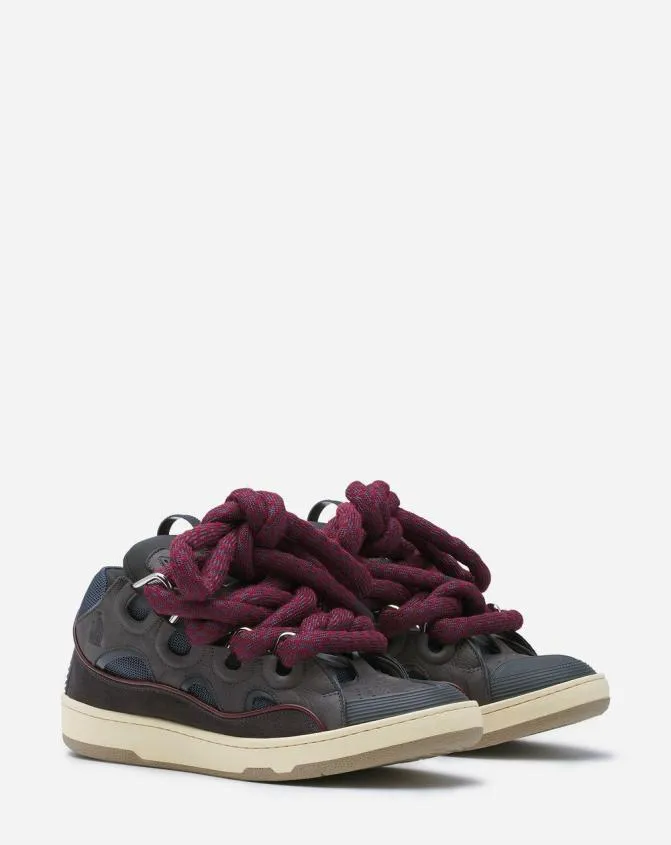 Men Curb Lanvin Curb Sneakers In Leather With Snake Laces Shark Grey Men Curb Lanvin Curb Sneakers In Leather With Snake Laces Shark Grey