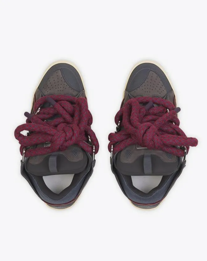 Men Curb Lanvin Curb Sneakers In Leather With Snake Laces Shark Grey Men Curb Lanvin Curb Sneakers In Leather With Snake Laces Shark Grey