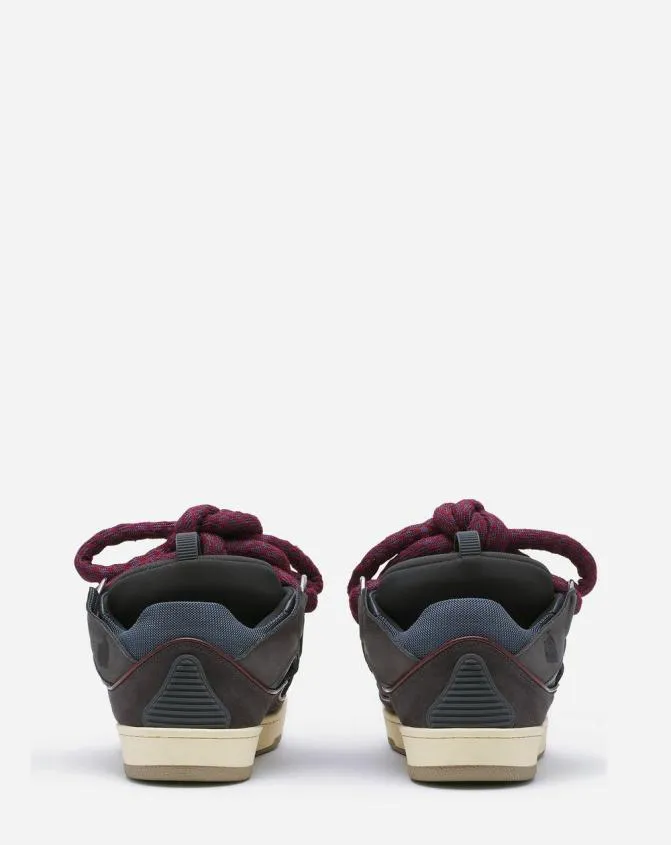 Men Curb Lanvin Curb Sneakers In Leather With Snake Laces Shark Grey Men Curb Lanvin Curb Sneakers In Leather With Snake Laces Shark Grey