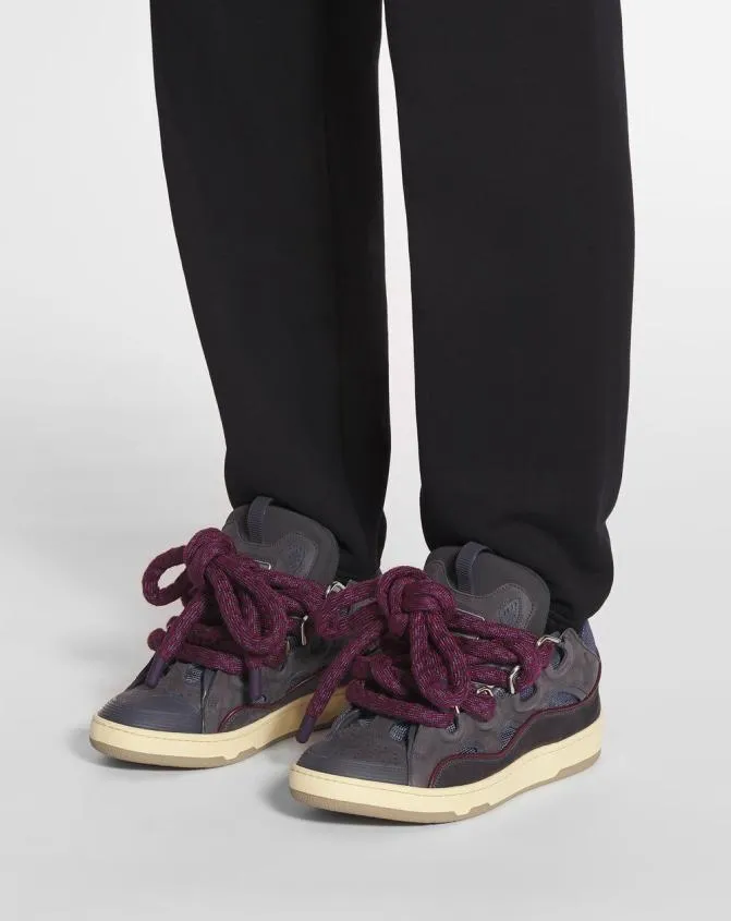 Men Curb Lanvin Curb Sneakers In Leather With Snake Laces Shark Grey Men Curb Lanvin Curb Sneakers In Leather With Snake Laces Shark Grey