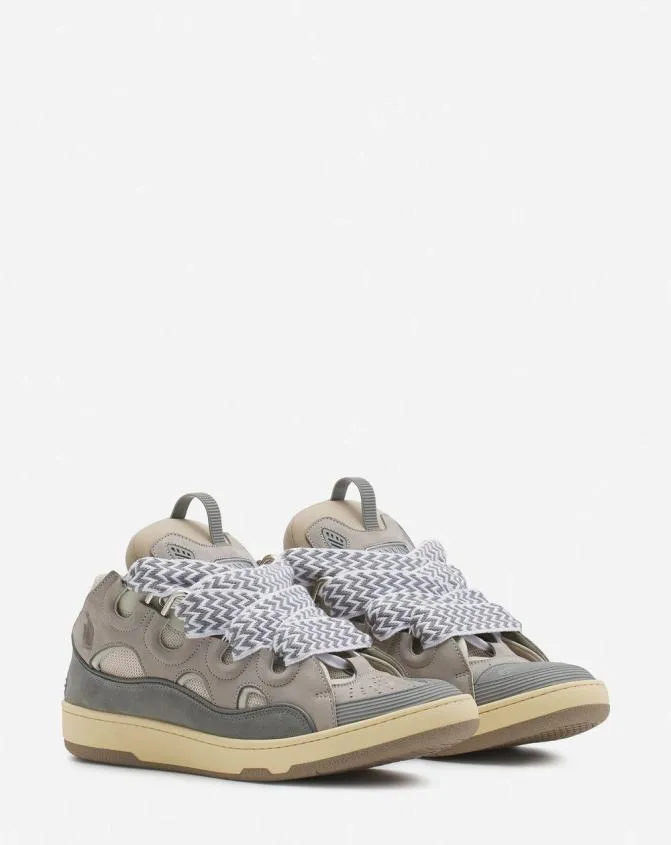 Men Curb Lanvin Leather Curb Sneakers Grey Men Curb Lanvin Leather Curb Sneakers Grey