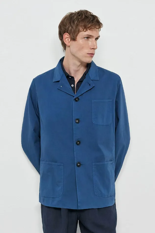 Men FLORIDA 8211 Stone Washed Cotton Gabardine Shirt Jacket 8211 Oltremare Massimo Alba Jackets and Coats