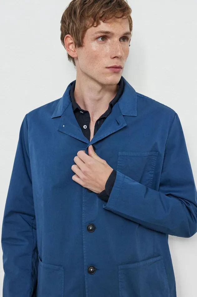 Men FLORIDA 8211 Stone Washed Cotton Gabardine Shirt Jacket 8211 Oltremare Massimo Alba Jackets and Coats