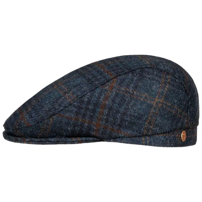 Men Frankie Soft Shetland Check Flat Cap Blue Mayser Flat Caps